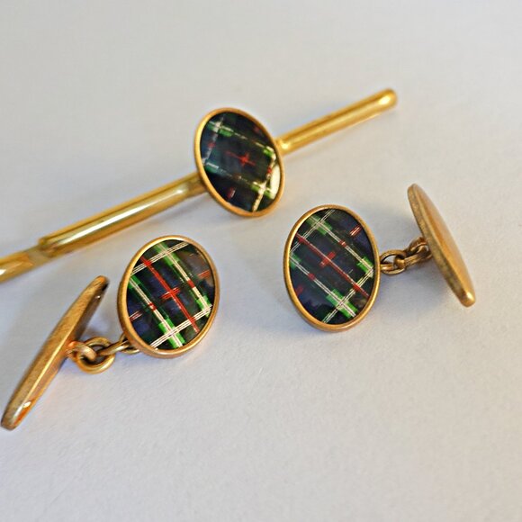 cufflinks and matching collar bar antique